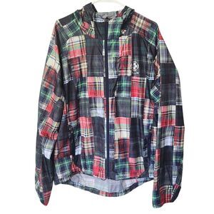 RLX Ralph Lauren Plaid Patchwork Hooded Packable Wondbreaker Jacket Sz. XXL